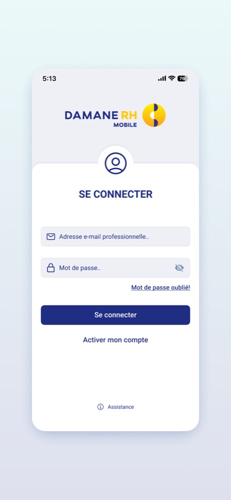 Écran de connexion